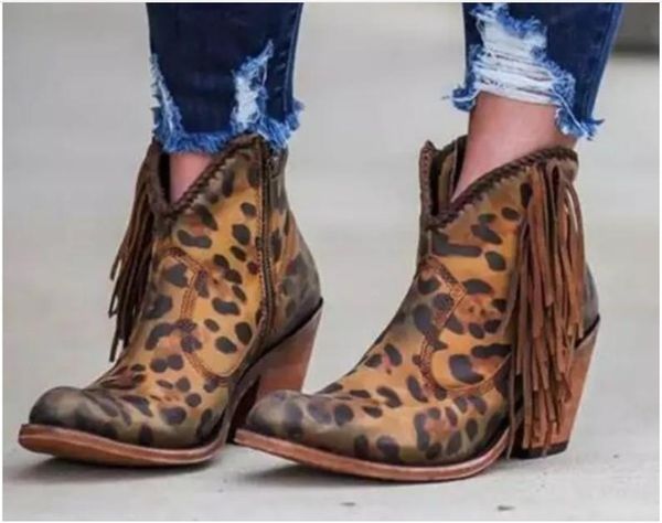 

boots large size women high heels fashion leopard short women's motorcycle fall shoes winter, Black