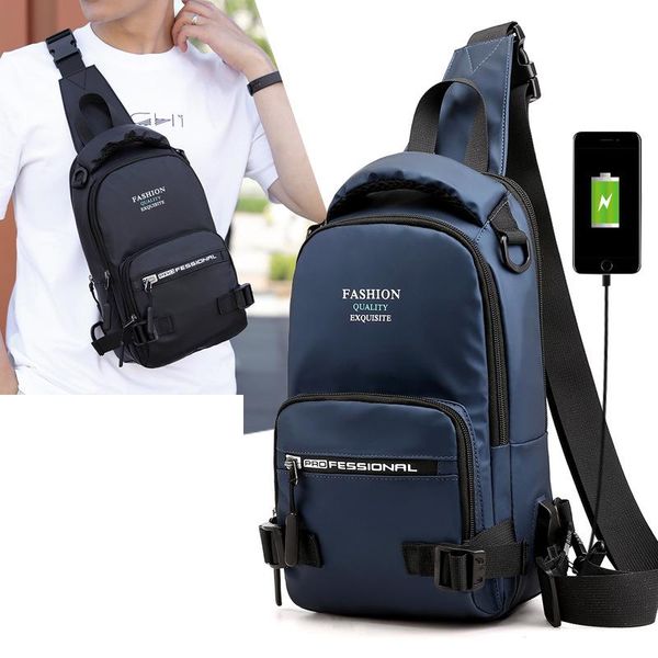 

backpack 2021 fashion men small crossbody bag man waterproof sling charging usb casual chest shoulder waist pack rucksack