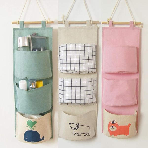 

3/7 pockets hanging storage bag wall mounted wardrobe organizer sundries bedroom living room pouch boxes & bins