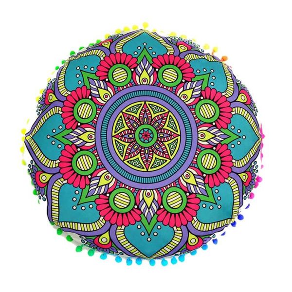 

round mandala printed decorative pillow cases polyester fiber throw cushion cover home car decorations 43x43cm cushion/decorative