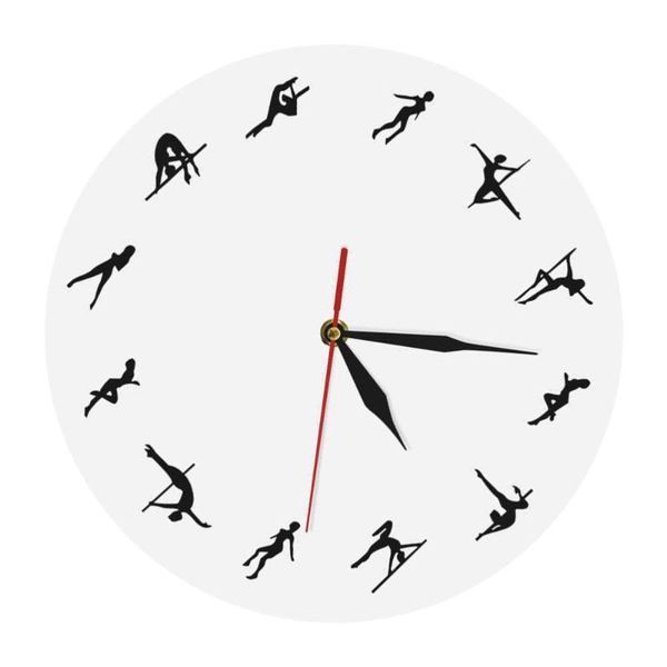 

wall clocks 1pc pole dancing figure clock printing hanging time display device background without battery white