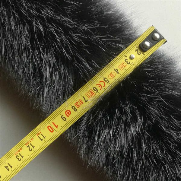 

real fur collar 100% natural fox fur woman man winter fashion warm 75cm lining length coat down jacker collar scarf h0923, Silver