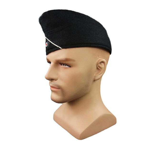 

wide brim hats wwii german wh m38 side cap em panzer black wool, Blue;gray