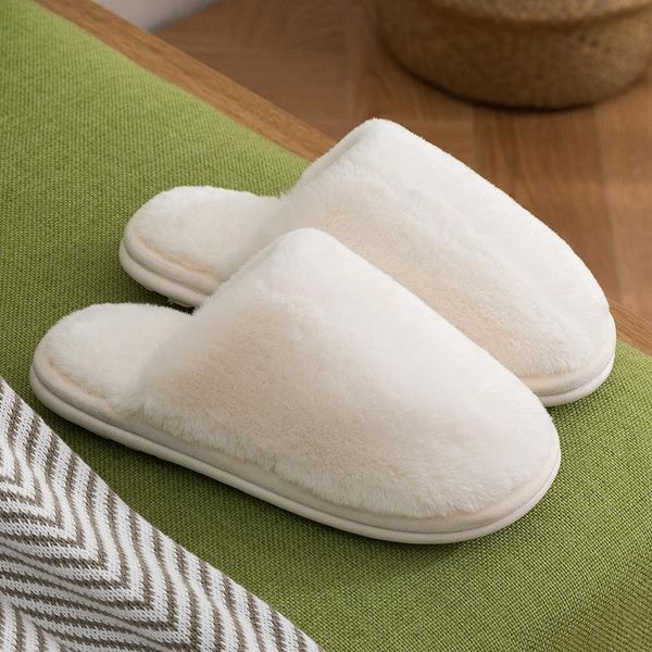 

slippers ladies autumn and winter furry indoor outdoor non-slip cotton to keep warm pure color home shoes, Black