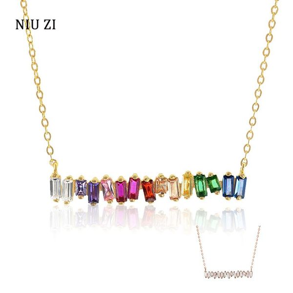 

chains korean fashion pendants necklace for women diamond alloy golden colorful short simple delicate jewelry sets, Silver