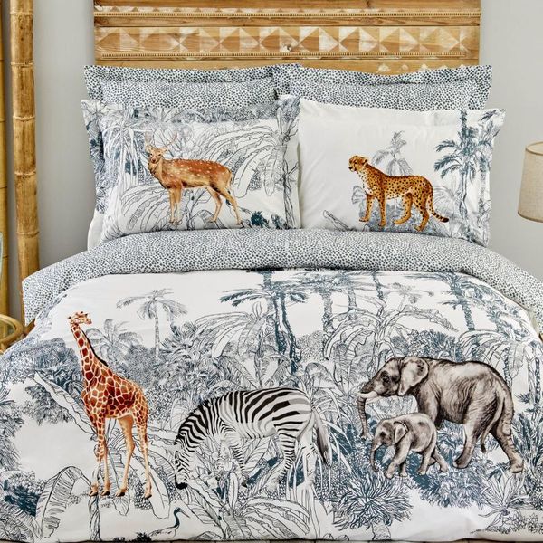 

bedding sets the jungle double duvet cover set , %100 cotton, quality, deer, cheetah, elephant, giraffe, zebra