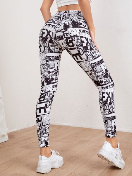 

pop art print leggings 42vk#, Black