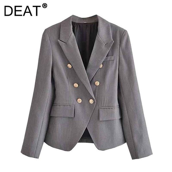 

women's suits & blazers deat 2021 autumn fashion tide turn-down collar double breasted solid color long sleeve temperament loose blazer, White;black