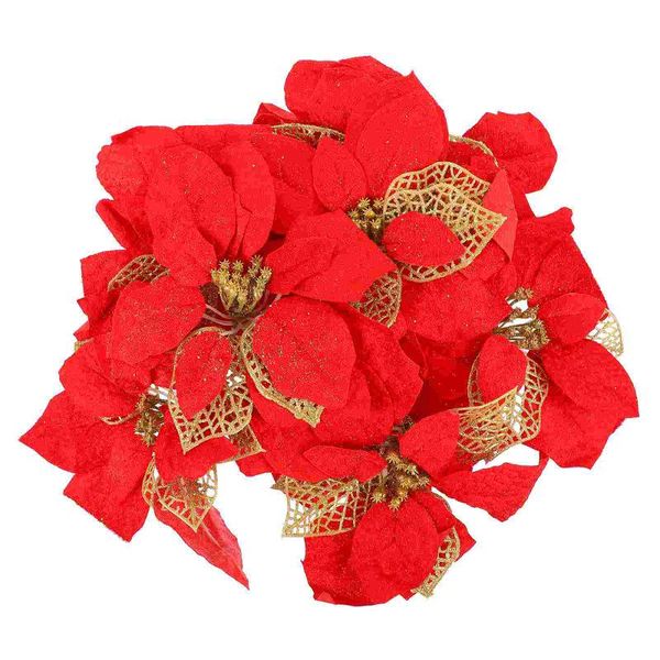 

decorative flowers & wreaths 10pcs xmas garland decor flower pretty ornament festive supplies (red)