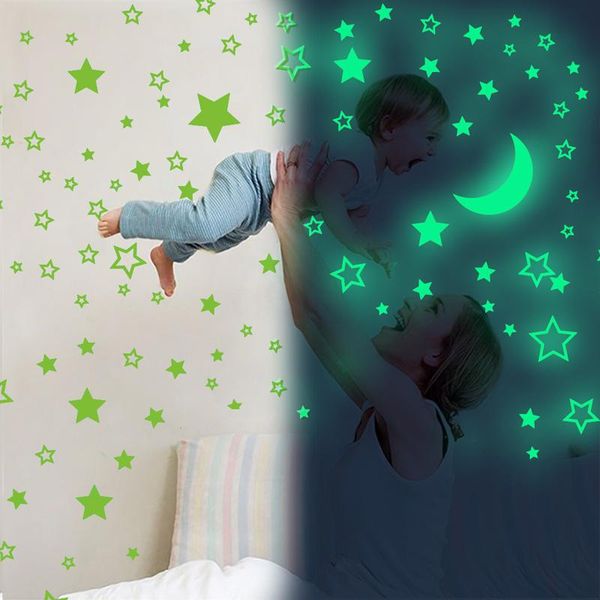 

wall stickers zollor diy luminous hollow out stars and moon sticker self-adhesive fluorescent decorative for children's rooms