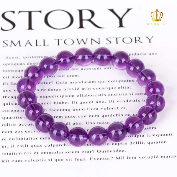 

strands amethyst bracelet natural uruguay deep purple crystal jewelry, Black