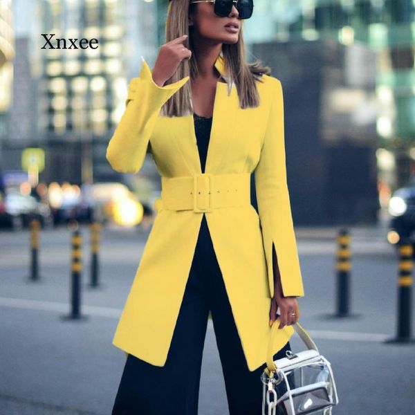 

women's suits & blazers 2021 fashion jacket long casual suit autumn simple stand-up collar white elegant ladies, White;black