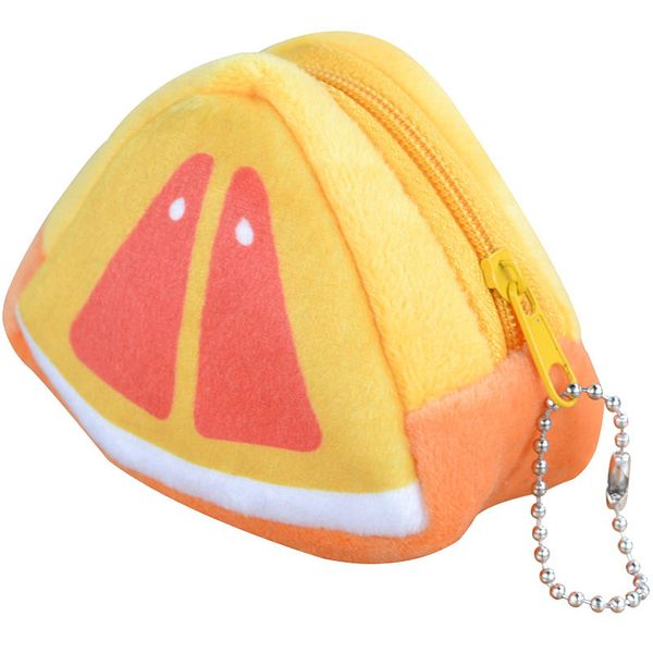 Bolsa de pelúcia de frutas brinquedo desenhos animados melancia pitaya kiwi laranja colher de madeira armazenamento mini carteira pendente