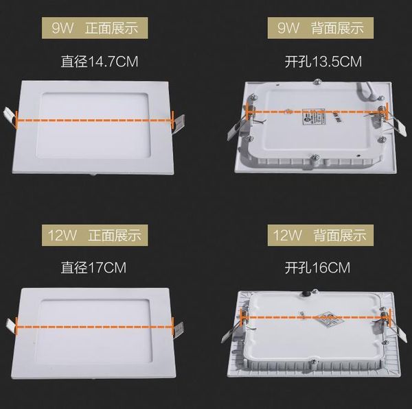 

downlights dimmable led downlight square panel light 3w 4w 6w 9w 12w 15w 18w ceiling recessed lamp warm cold white plafond ac85-265v