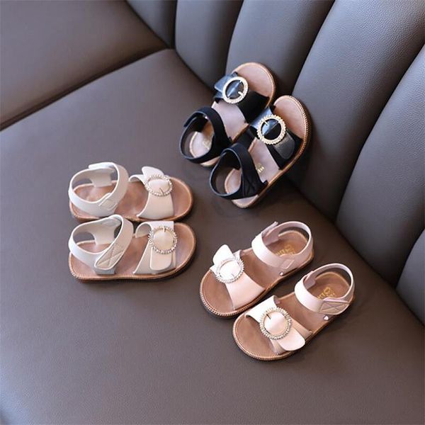 

sandals children's 2021 summer fashion buckle boys casual shoes open toe soft girls leather for toddler baby, Black;red