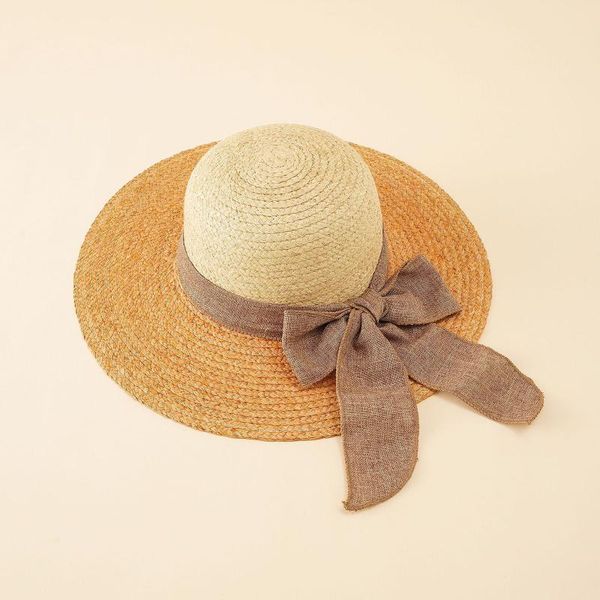 

wide brim hats for women summer hat ladies floppy straw beach with big bow folding sunhat panama cap sunshade #t2g, Blue;gray