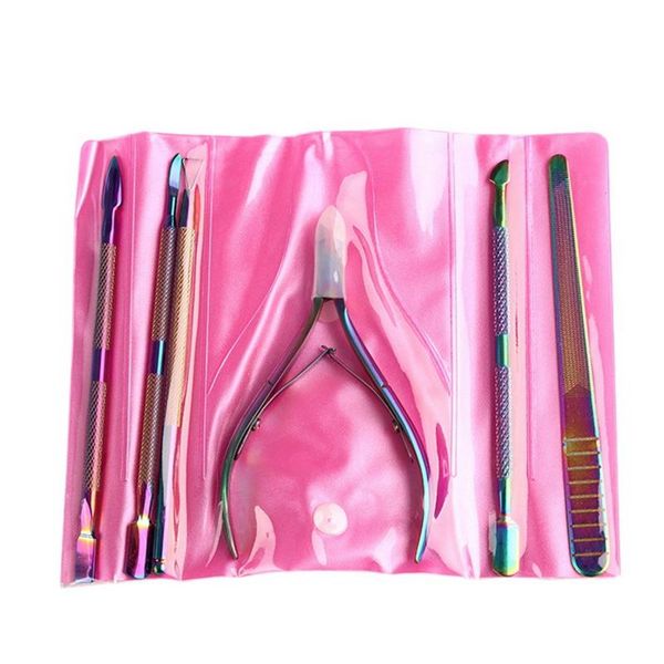

nail files 6pcs art manicure tools multi-type rainbow nipper cutters dead skin remover pusher tool