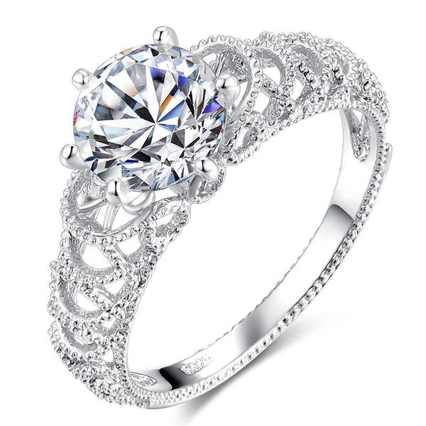 

wedding rings fashion six claw ring silver cubic zirconia bridesmaid gift jewelry women accessories for woman, Slivery;golden