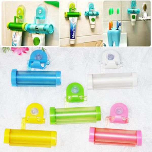 

toothbrush holders creative rolling squeezer toothpaste dispenser tube sucker hanging holde distributeur dentifrice bathroom accessories