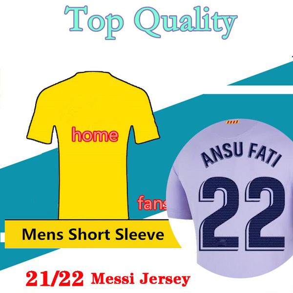 

s-4xl 21 22 messi soccer jersey 2021 2022 ansu fati football shirt camiseta de fútbol maillot foot player fans kids kit with socks, Black;yellow
