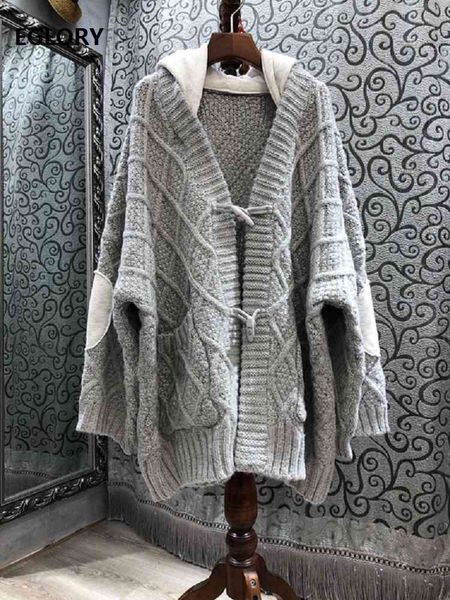 

coats hoodies coat autumn winter casual outwears women hooded twist knitting pocket patchwork casual loose coat cardigans, Tan;black