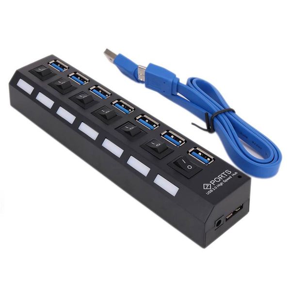 

hubs usb hub 3.0 splitter multi 3 2.0 multiple 7 ports with power adapter computer accessories for pc