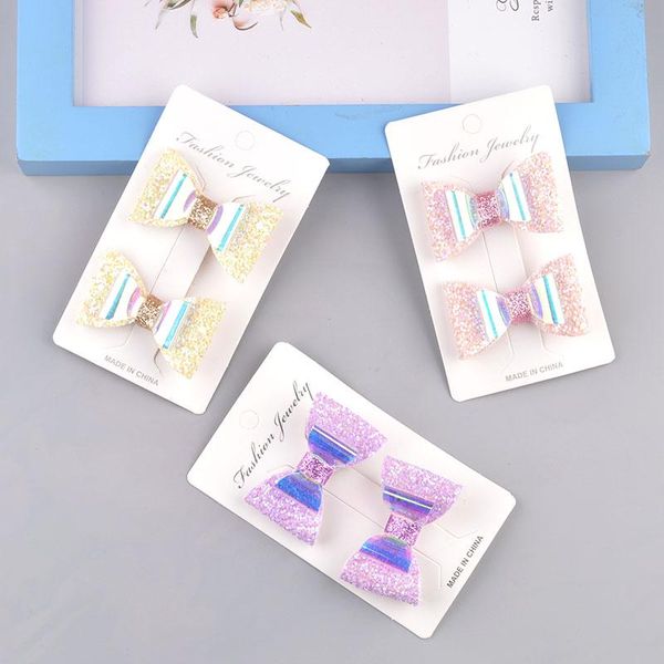 

hair accessories children's flash pink sequin color double bowknot hairpin stand pretty girl headdress, Slivery;white