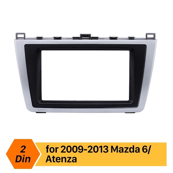 Fascia radio per pannello stereo DVD per auto 2DIN per 2009 2010 2011 2012 2013 Mazda 6 Montaggio su cruscotto Telaio in metallo in plastica Argento Nero