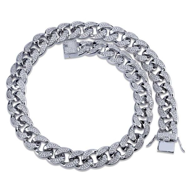 

18mm hip hop men jewelry necklace copper iced out gold color plated micro pave cz stone chain necklaces 18inch 22inch chains, Silver