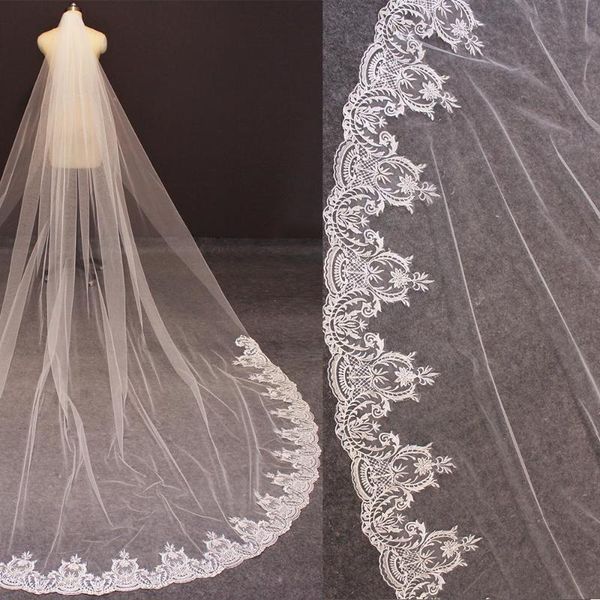 

bridal veils lace long veil partial wedding with comb veu de noiva tulle accessoires, Black