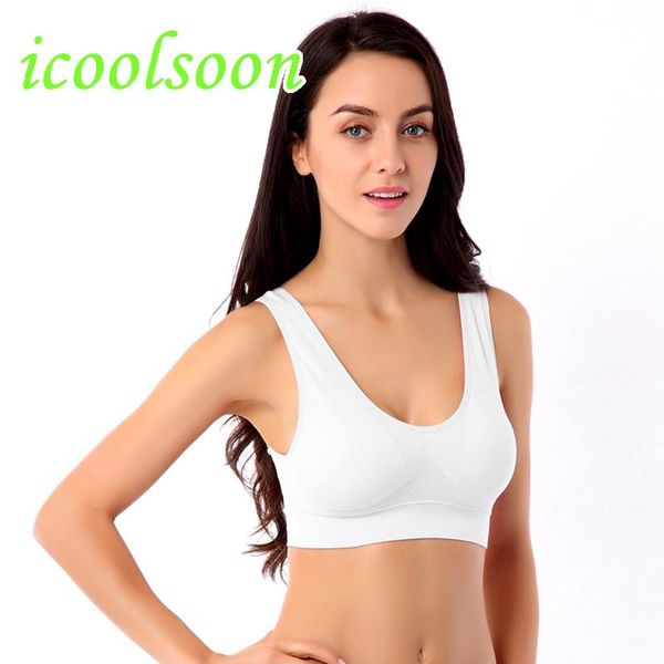 

gym clothing sports bra yoga high impact without rims trace binding gathers sleep underwear brallete tube icoolsoon, White;black