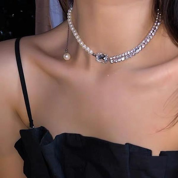 

luxurious pearl mosaic chain design necklace n11 chains, Silver