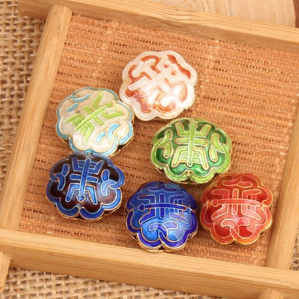 

10pcs handmade cloisonne enamel filigree loose beads diy jewelry making findings chinese spacer bead earrings bracelet accessory, Black