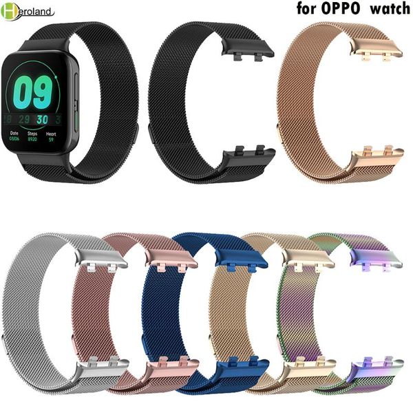 

watch bands watchstrap stainless steel for oppo band milanese loop 41mm 46mm wrist bracelet metal belt smartwatch accessories, Black;brown