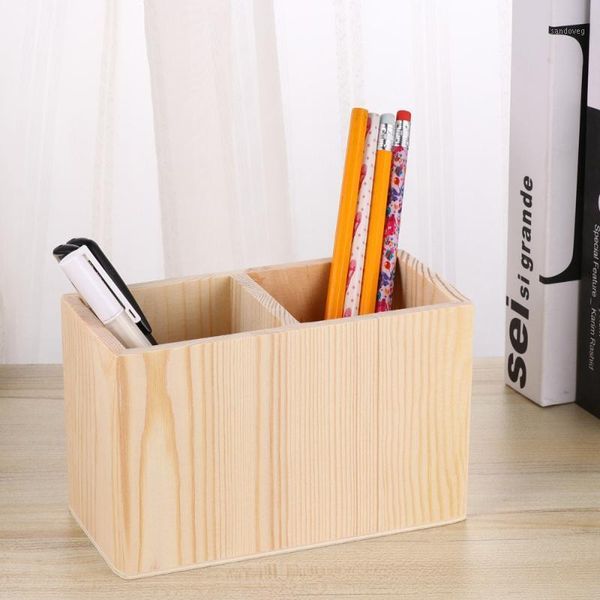 

storage bottles & jars two compartments wooden container pen holder office organizer unfinished color case pot for home diy graffiti