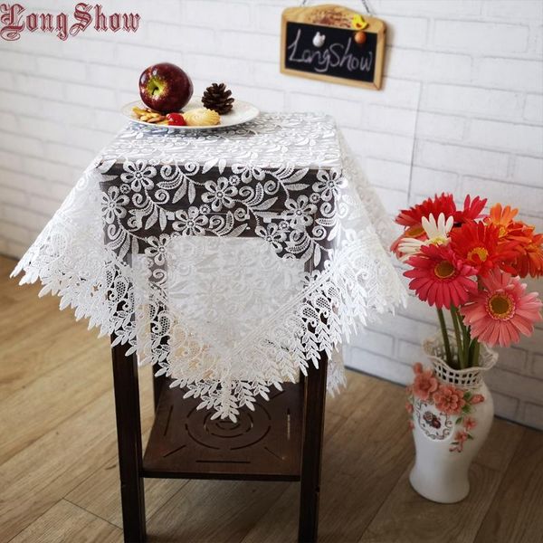 

table cloth elegant fresh style transparent organza creative white leaves embroidered tablecloth 85x85cm square home decorative cover