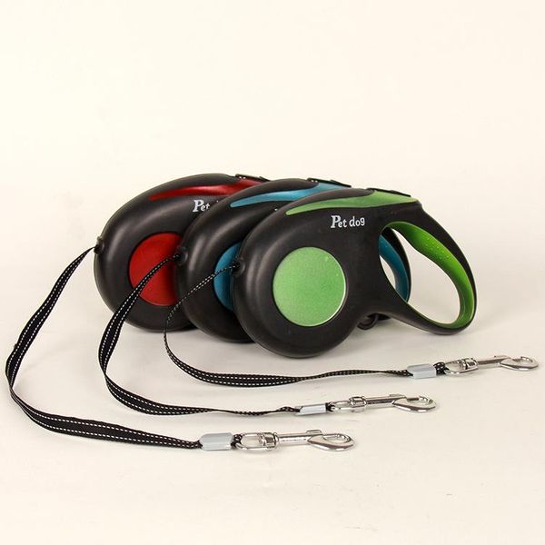 

dog collars & leashes expandable pet pulling rope nylon leash for large dogs accessories retrator blue/red/green/pink 3m/5m