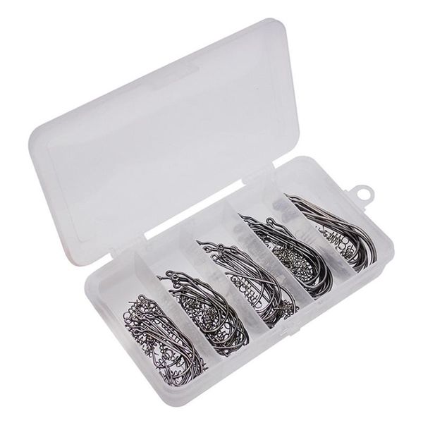 

50pcs/set fishing crank hooks with spring lock needle high carbon barbed fishhooks outdoor saltwater freshwater accessories