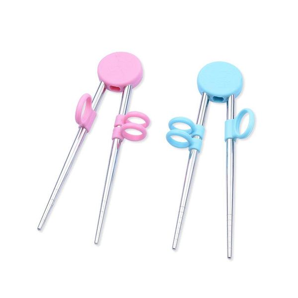 

1pairs children chopsticks for kids baby staniless steel cartoon learning reusable training helper home products