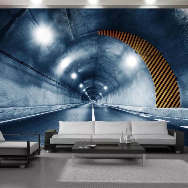 

wallpapers romantic 3d landscape wallcovering brightly lit tunnel pattern mural interior home decor living room bedroom painting