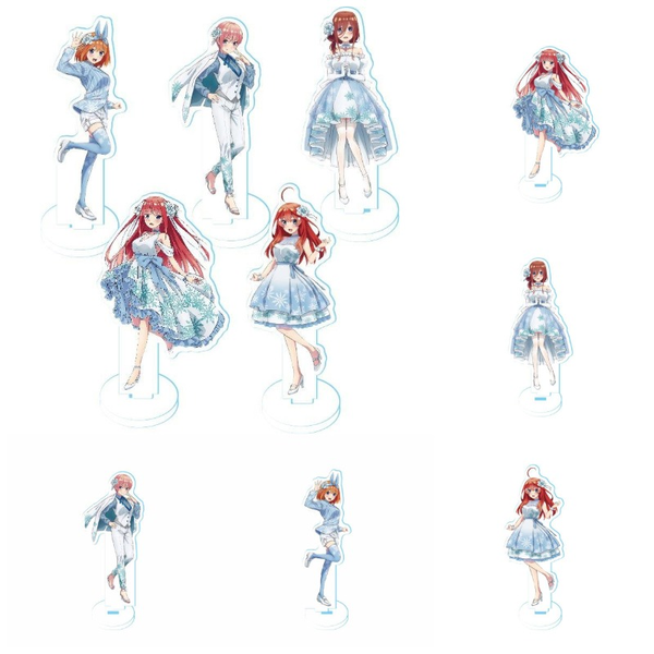 

keychains kawaii anime the quintessential quintuplets acrylic stand sign nakano ichika nino miku yotsuba itsuki model plate collection, Silver