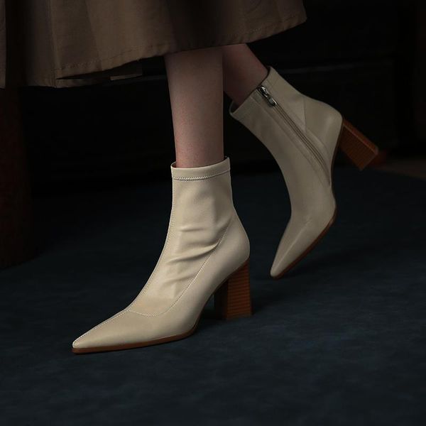 

boots women 2021 winter chunky warm gladiator motorcycle botas high heels ankle pumps party snow designer shoes mujer, Black