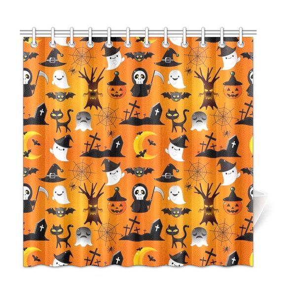 

xiucoo cartoon halloweenskull pumpkinhome bath decor polyester fabric shower curtain bathroom sets 72 x 72 inches