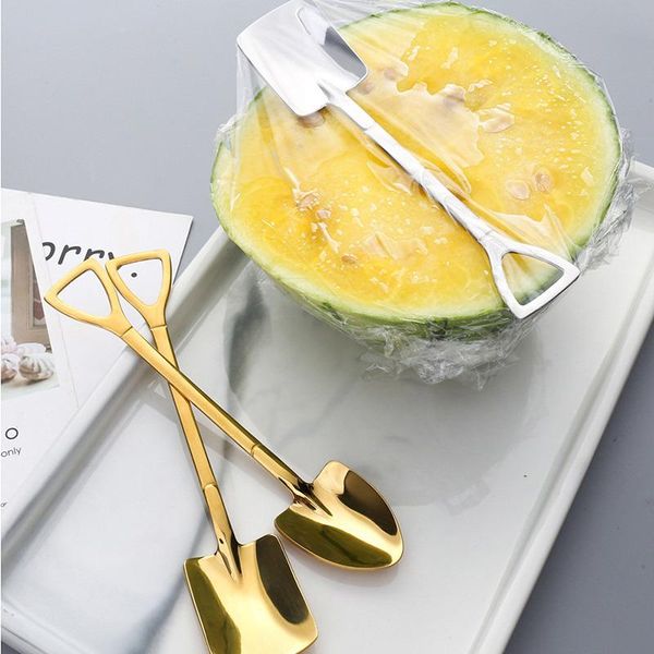

spoons 1pcs coffee spoon cutlery set stainless steel retro iron shovel ice cream scoop creative tea-spoon fashion tablewar