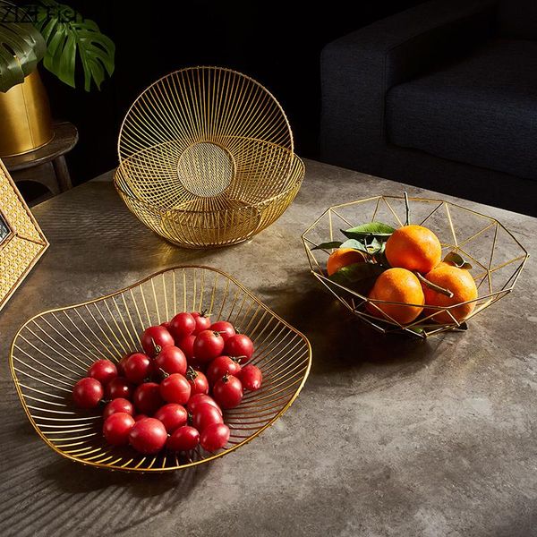 

dishes & plates metal wire fruit vegetable snack tray bowl basket deskkitchen storage rack holder candy nordic art organizer
