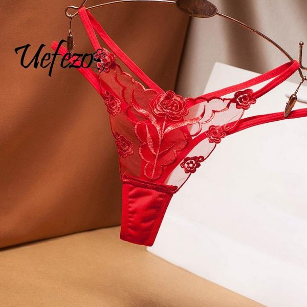 

women's panties g-string t pants thongs lace thong ladies embroidered mesh yarn perspective young women girls underwear, Black;pink