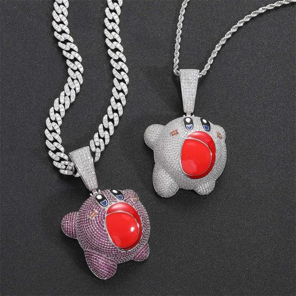 

pendant necklaces hip hop cartoon figure necklace cute iced out crystal anime trendy jewelry drop, Silver