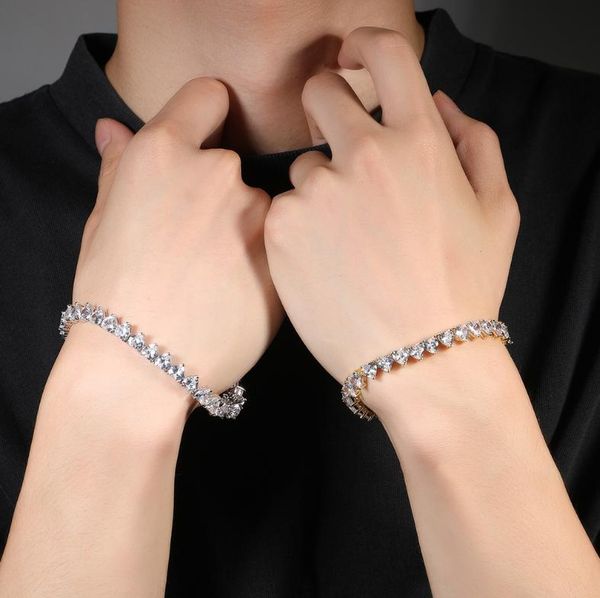 

link, chain anglang luxury women mens tennis bracelets jewelry sparking eternal micro paved cz anniversary wedding fine bracelet gift, Black