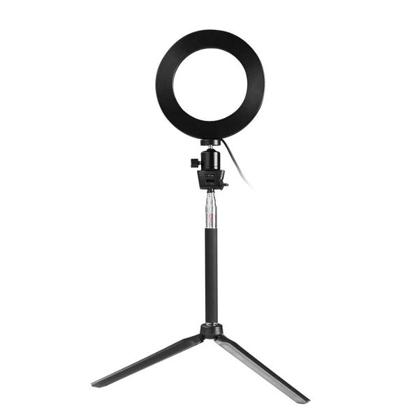 

mini po studio led camera ring light dimmable phone video lamp with tripod selfie stick fill for live makeup lighting flash heads