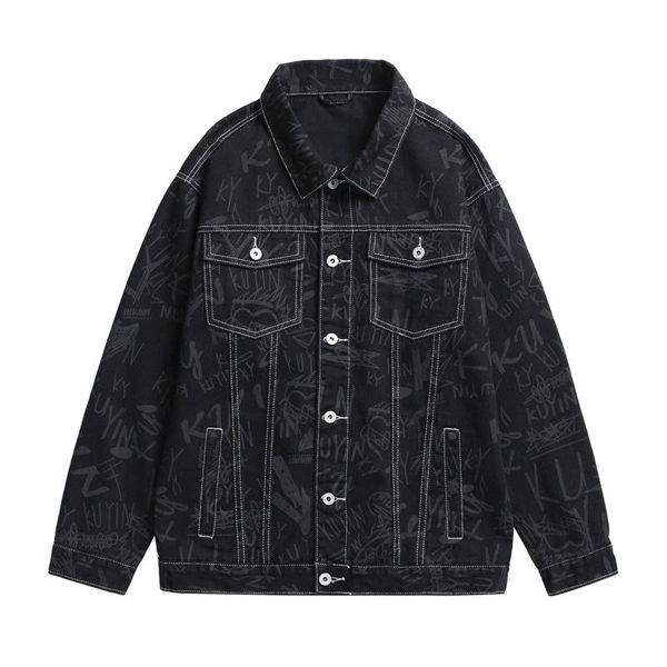

men's jackets pasbos full print man coat jacquard denim clothing loose large size handsome korean version trend coats men, Black;brown